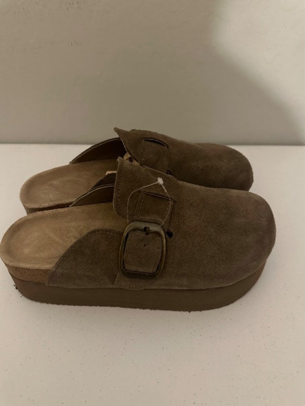 Cushionaire Blain Genuine Suede Clogs Cork Footbed Platform - Picture 5 of 8